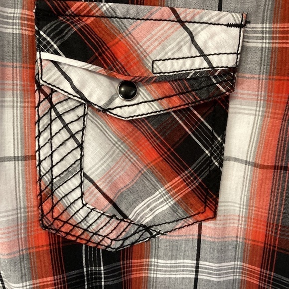 Surplus Short Sleeve Plaid Button Shirt Size XL Stitched Pocket Detail Western - Picture 4 of 7
